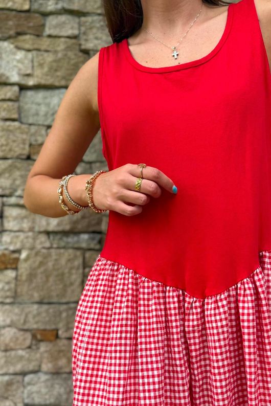 Arbi Gingham Magic Sundress Chilli